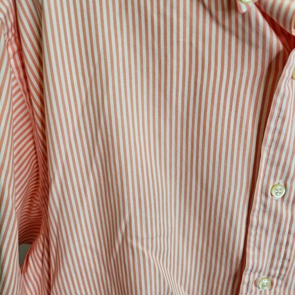 Ralph Lauren Orange Striped Classic Fit Button Down Shirt Size 16 1/2 - Picture 3 of 9